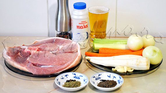 Reteta de friptura de porc in sos de bere, cu legume, chimen, cuisoare, ienibahar si maghiran
