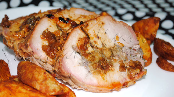 Reteta de friptura de porc: Muschi umplut cu ciuperci si afumatura